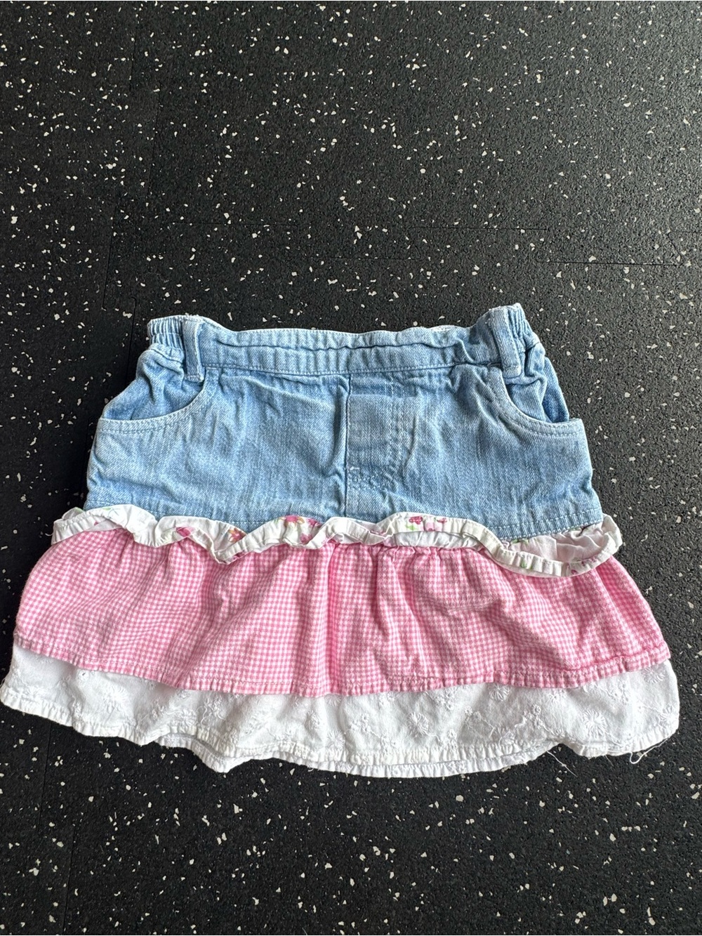 Vintage ROOTS kids 3T denim patchwork skirt
